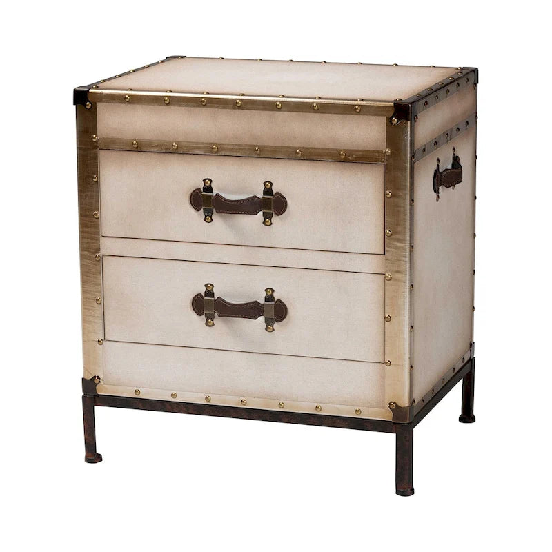 Laura Vintage Canvas End Table Trunk-2