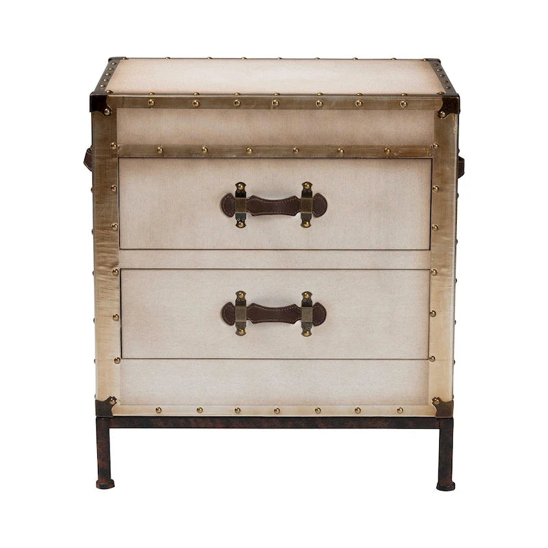 Laura Vintage Canvas End Table Trunk-4