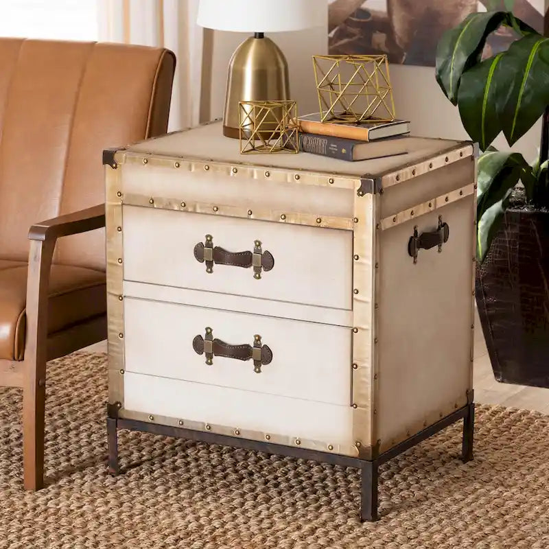 Laura Vintage Canvas End Table Trunk-9