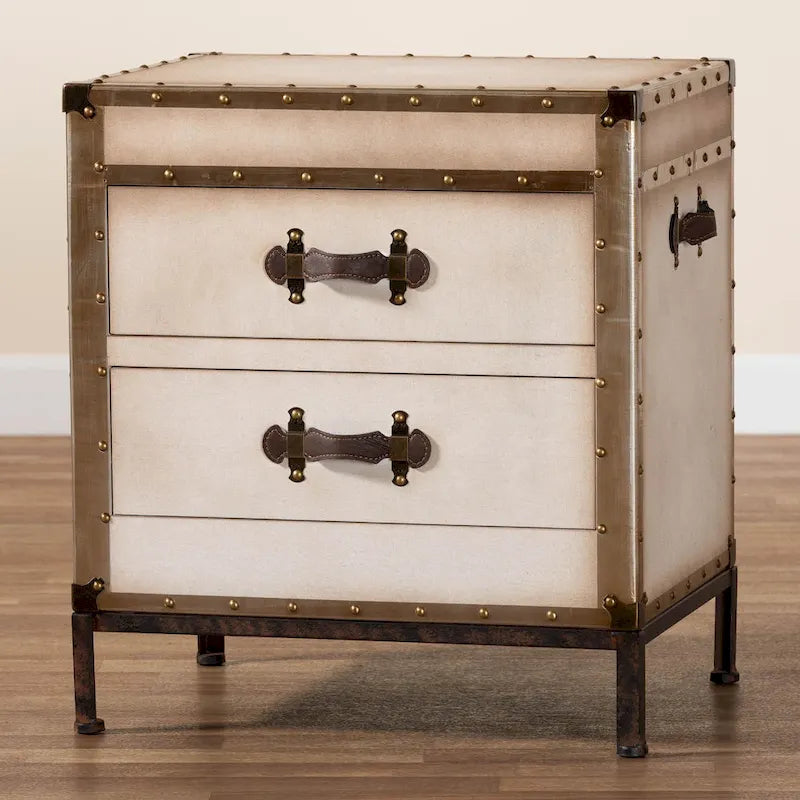 Laura Vintage Canvas End Table Trunk-10