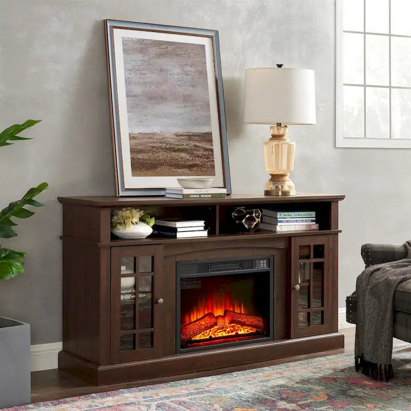 Modern Entertainment Console with 23 Fireplace Inset-5
