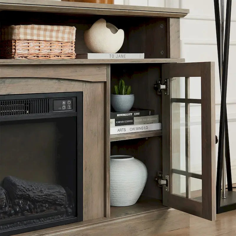 Modern Entertainment Console with 23 Fireplace Inset-9