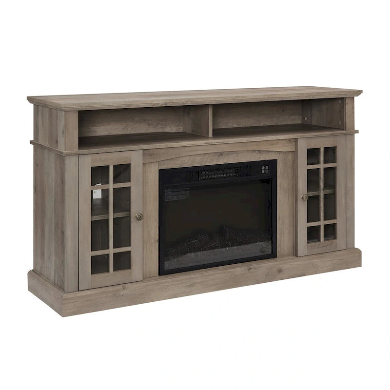 Modern Entertainment Console with 23 Fireplace Inset-12