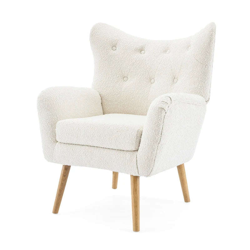 Modern Fabric Wingback Accent Chair with Wood Legs-5