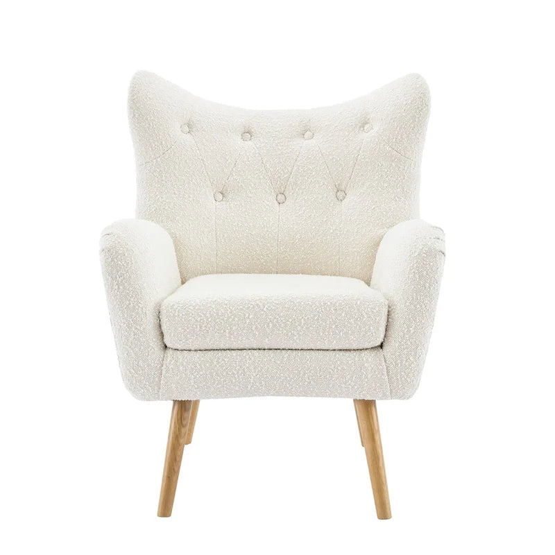 Modern Fabric Wingback Accent Chair with Wood Legs-6