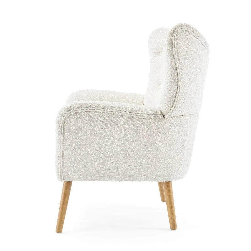 Modern Fabric Wingback Accent Chair with Wood Legs-7