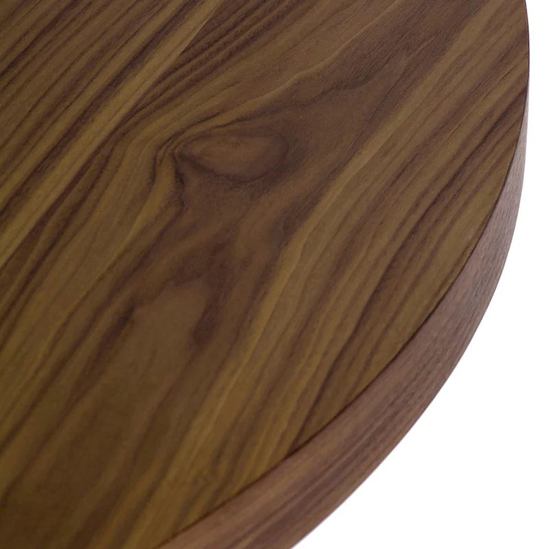 Emi 47 Inch Round Dining Table, X- Cross Brushed Steel, Walnut Brown Wood-5