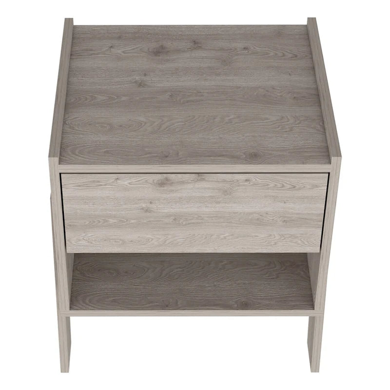 Nightstand Ferku,Open Shelf,One Drawer,Light Gray Finishfor Living Room,and Dining Room-4