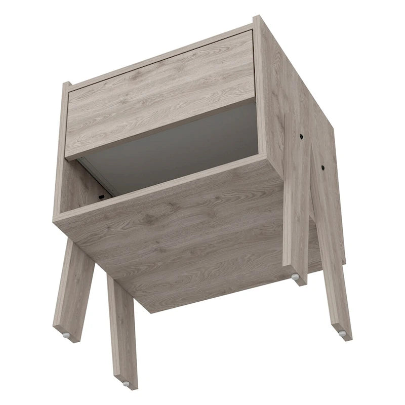 Nightstand Ferku,Open Shelf,One Drawer,Light Gray Finishfor Living Room,and Dining Room-5