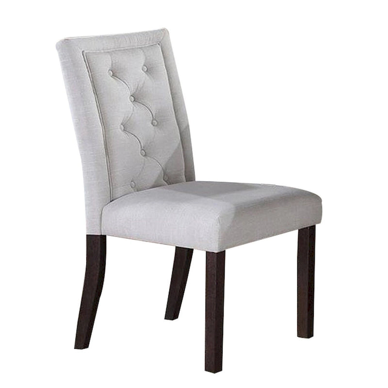 26 Inch Wood Dining Chair with Button Tufted Padded Back, Set of 2, White-2