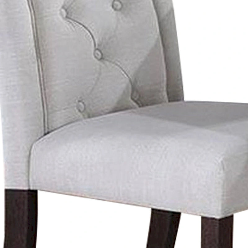 26 Inch Wood Dining Chair with Button Tufted Padded Back, Set of 2, White-4