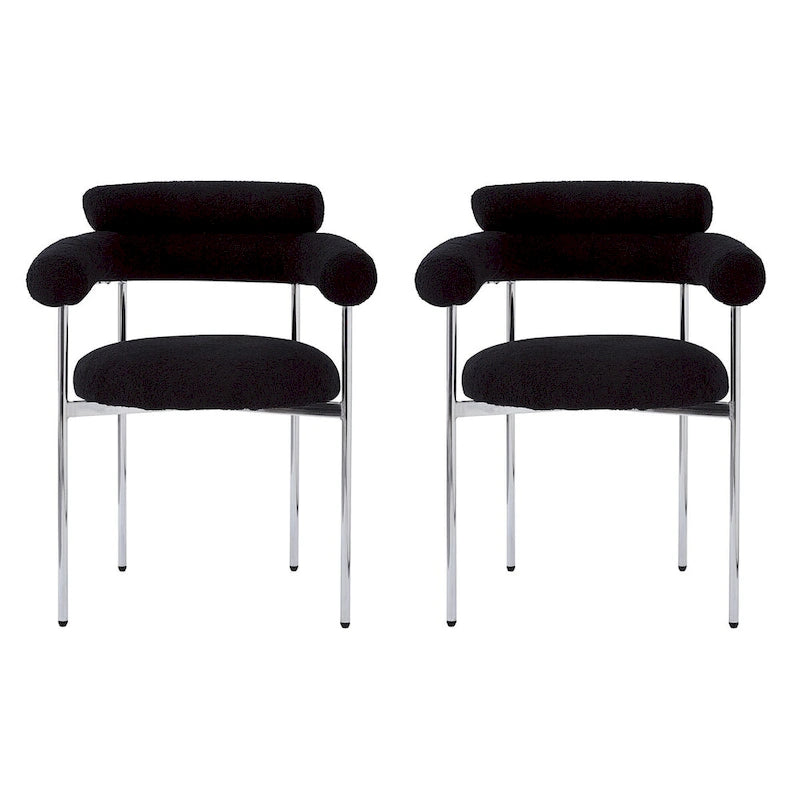 Upholstered Armchair Dining Chairs With Metal Legs (Set of 2),Black-3