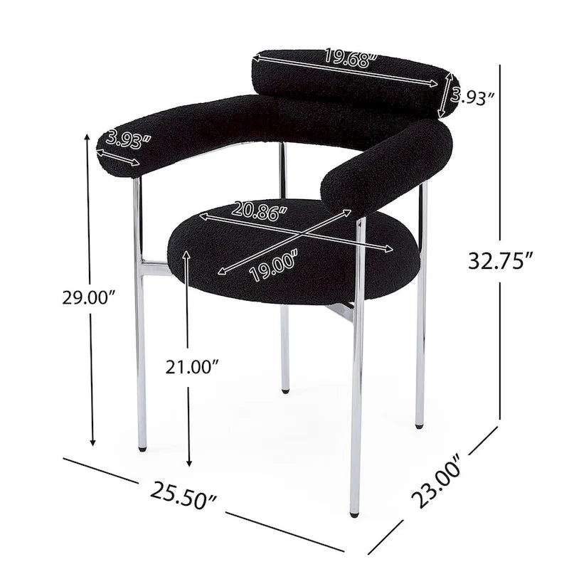 Upholstered Armchair Dining Chairs With Metal Legs (Set of 2),Black-4