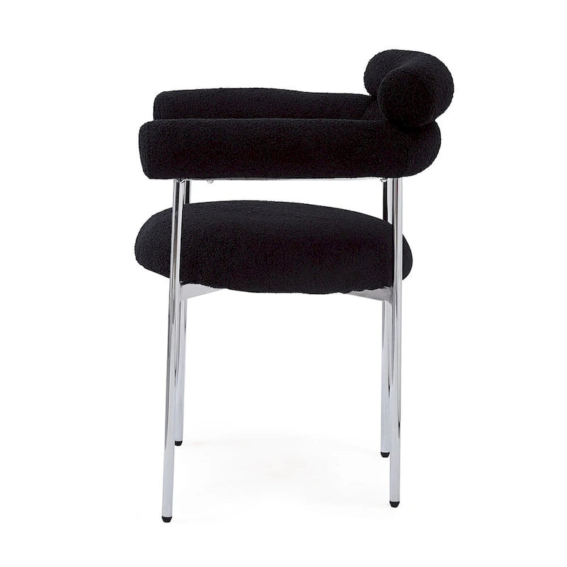 Upholstered Armchair Dining Chairs With Metal Legs (Set of 2),Black-6