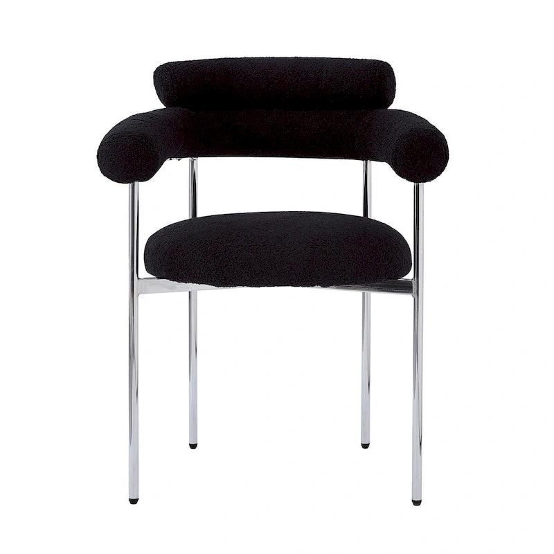 Upholstered Armchair Dining Chairs With Metal Legs (Set of 2),Black-7