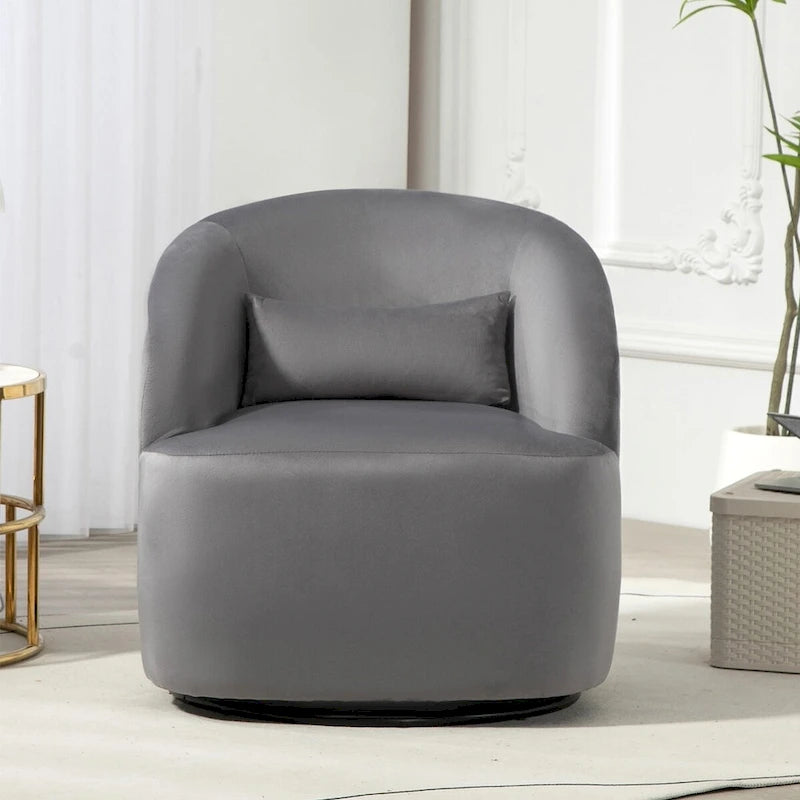 US Pride Furniture Accent Chair with Barrel-shaped Design and 360 Degree Swivel Feature-2
