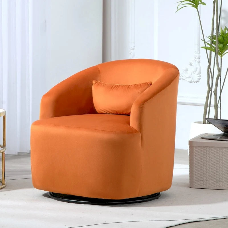 US Pride Furniture Accent Chair with Barrel-shaped Design and 360 Degree Swivel Feature-22