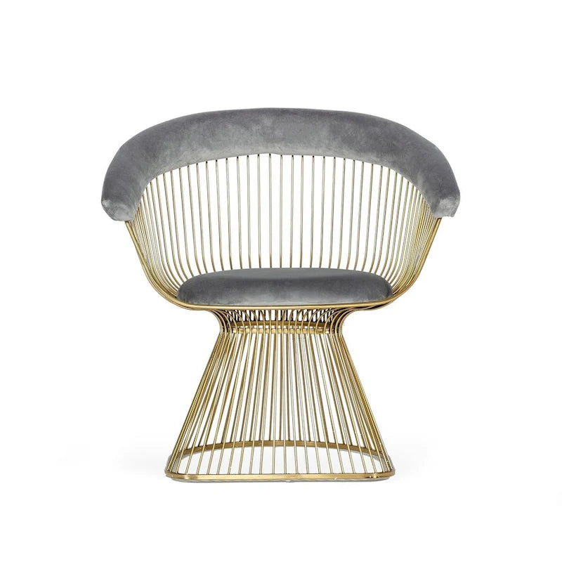 Modrest Beryl Modern Grey Velvet & Gold Dining Chair-2