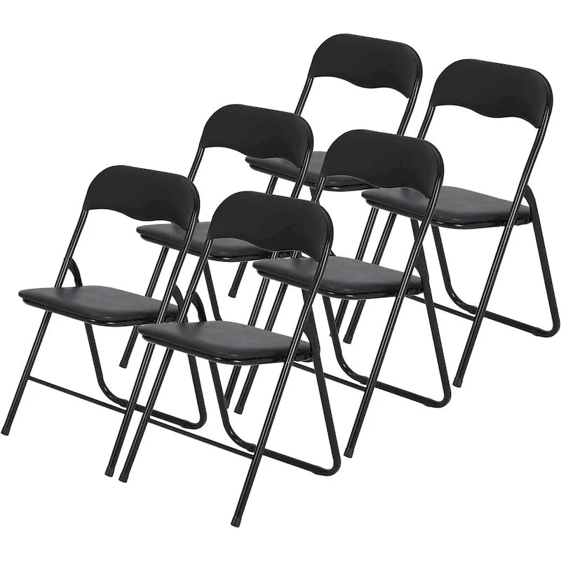 6 Folding Chairs with Cushion, with Non-Slip Feet Pads-12
