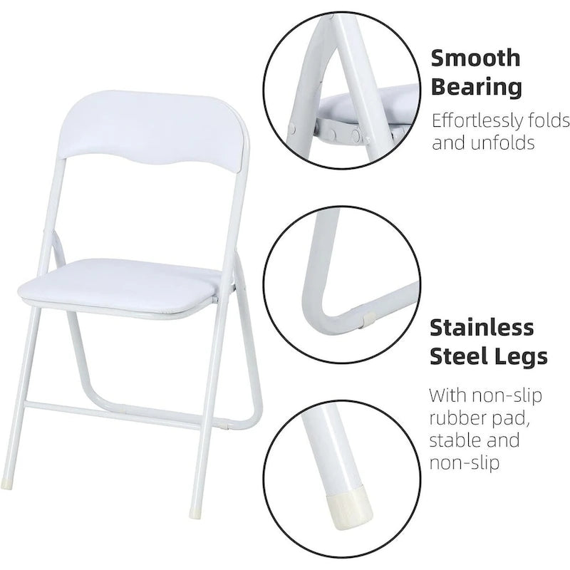 6 Folding Chairs with Cushion, with Non-Slip Feet Pads-7